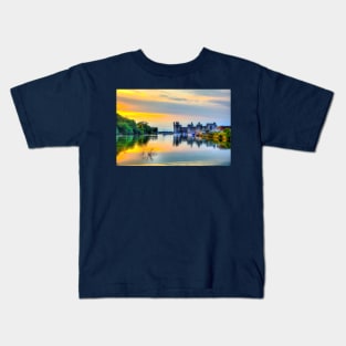 Caernarfon Castle Sunset On The Marina Kids T-Shirt